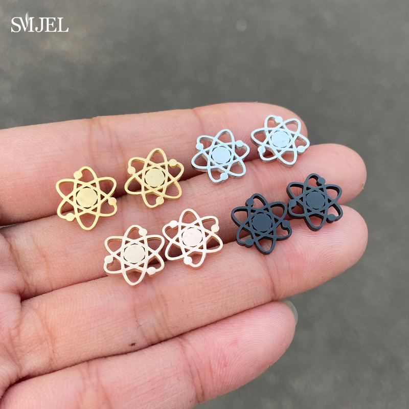 Science Buddies - Punk Edelstahl Chemie Atom Form Ohrringe