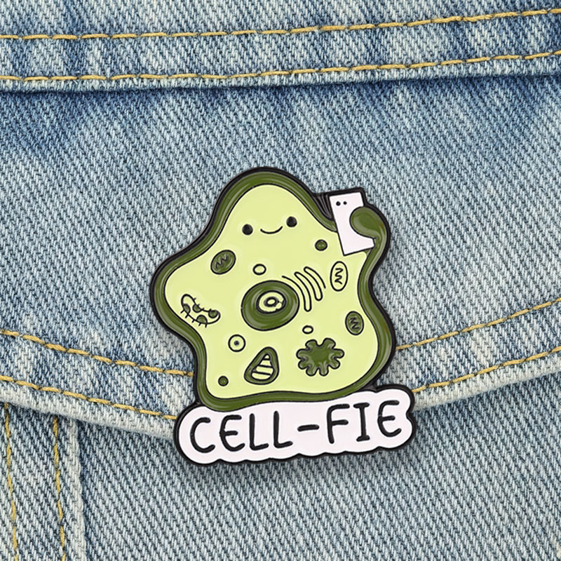Science Buddies - CELL-FIE Biologie-Zellen-Emaille-Pins, Cartoon-Wissenschafts-Wortspiel-Broschen, Reversnadeln, lustige Selfie-Schmuck-Accessoires,