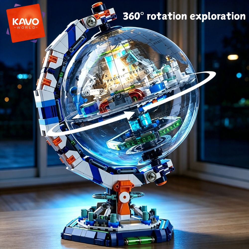 Is Learning Science A Hobby - KAVOWORLD 1793-teiliges Raumstation-Bausteinset mit LED-Beleuchtung, Erdkugel-Modell,